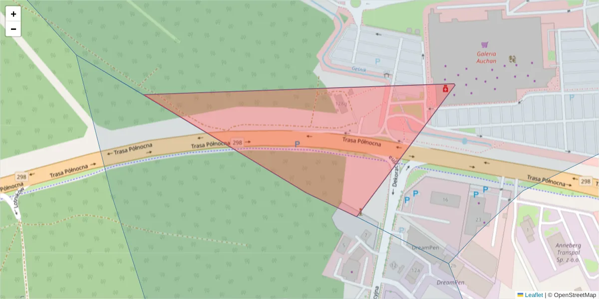 Szczegółowa mapa kodu pocztowego 65-737 z granicami, sąsiednimi kodami pocztowymi i urzędami pocztowymi
