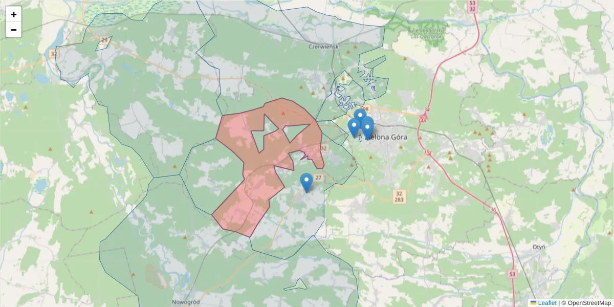 Szczegółowa mapa kodu pocztowego 66-014 z granicami, sąsiednimi kodami pocztowymi i urzędami pocztowymi