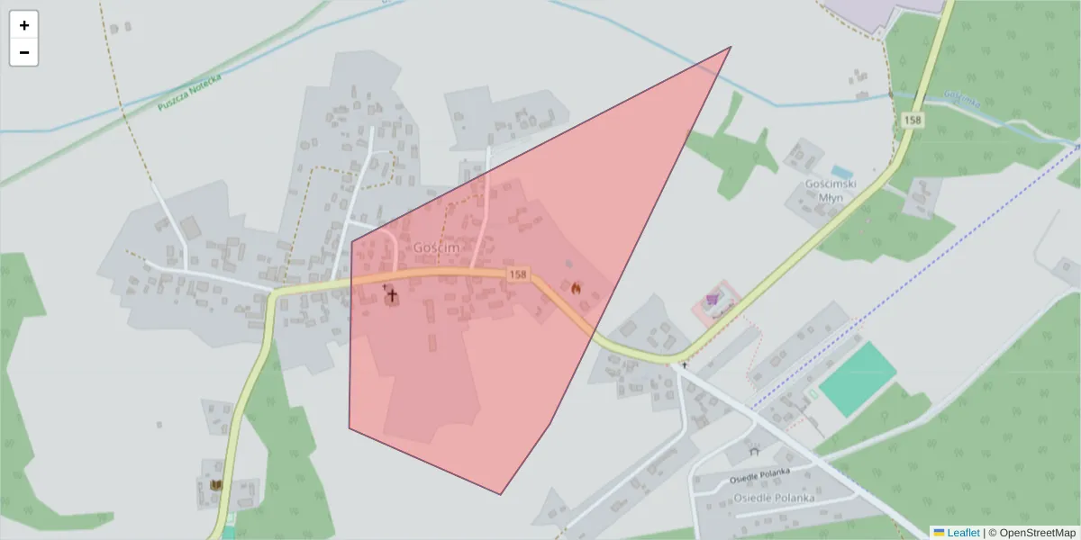 Szczegółowa mapa kodu pocztowego 66-535 z granicami, sąsiednimi kodami pocztowymi i urzędami pocztowymi