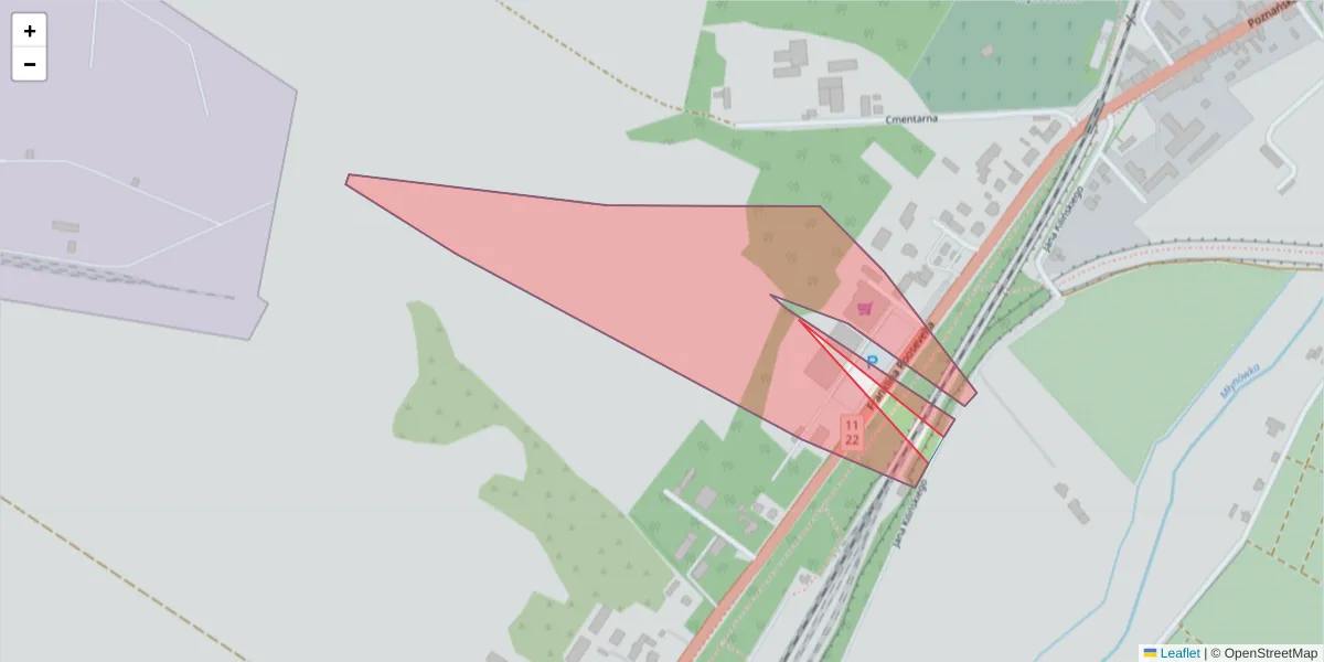 Szczegółowa mapa kodu pocztowego 69-415 z granicami, sąsiednimi kodami pocztowymi i urzędami pocztowymi