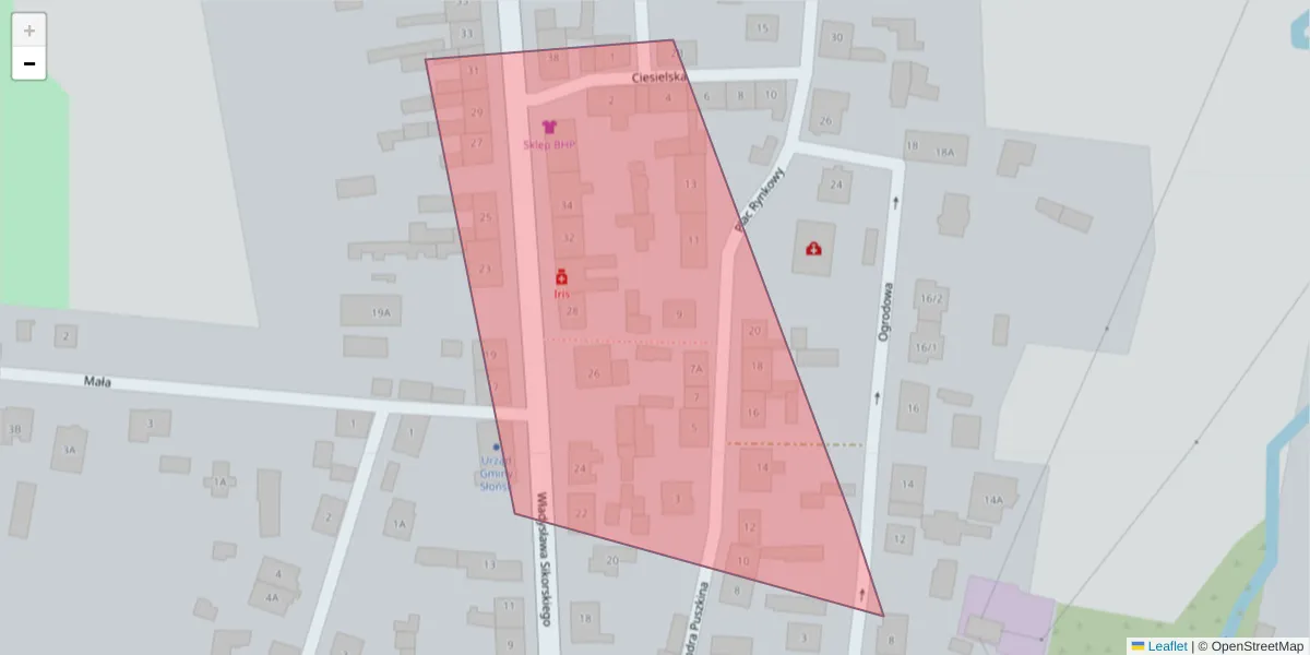 Szczegółowa mapa kodu pocztowego 69-436 z granicami, sąsiednimi kodami pocztowymi i urzędami pocztowymi