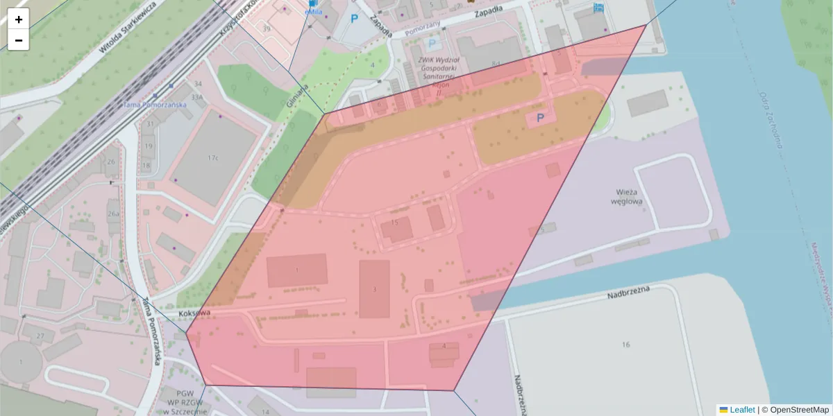 Szczegółowa mapa kodu pocztowego 70-034 z granicami, sąsiednimi kodami pocztowymi i urzędami pocztowymi