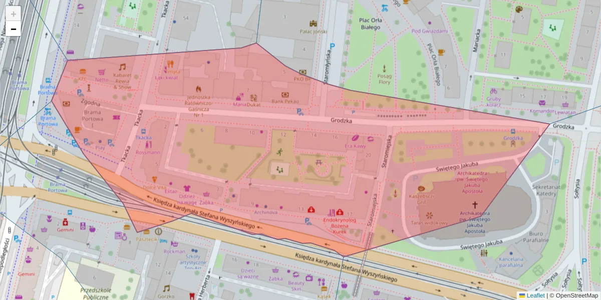 Szczegółowa mapa kodu pocztowego 70-200 z granicami, sąsiednimi kodami pocztowymi i urzędami pocztowymi
