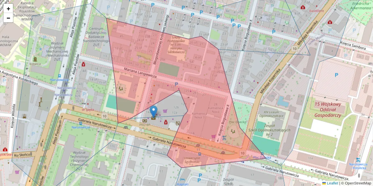 Szczegółowa mapa kodu pocztowego 70-263 z granicami, sąsiednimi kodami pocztowymi i urzędami pocztowymi