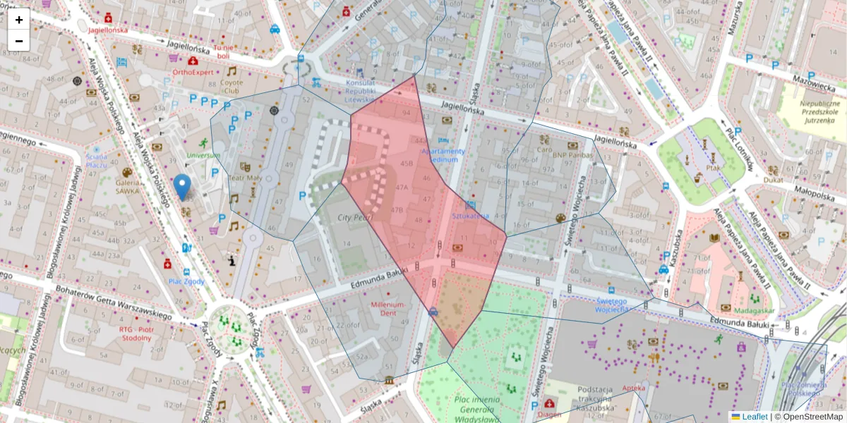 Szczegółowa mapa kodu pocztowego 70-431 z granicami, sąsiednimi kodami pocztowymi i urzędami pocztowymi