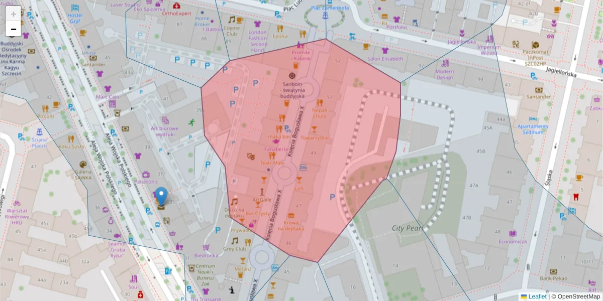 Szczegółowa mapa kodu pocztowego 70-440 z granicami, sąsiednimi kodami pocztowymi i urzędami pocztowymi