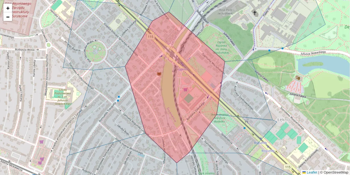 Szczegółowa mapa kodu pocztowego 70-495 z granicami, sąsiednimi kodami pocztowymi i urzędami pocztowymi