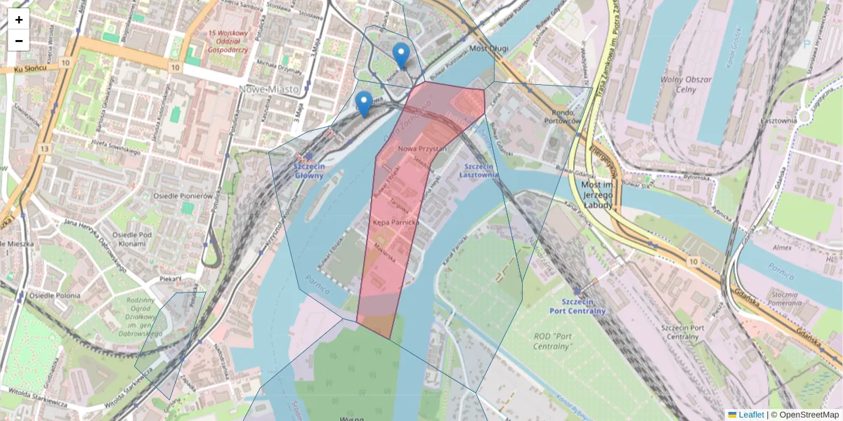 Szczegółowa mapa kodu pocztowego 70-640 z granicami, sąsiednimi kodami pocztowymi i urzędami pocztowymi