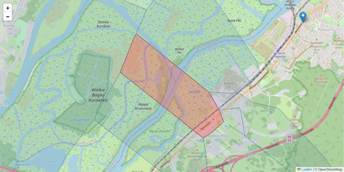 Szczegółowa mapa kodu pocztowego 70-700 z granicami, sąsiednimi kodami pocztowymi i urzędami pocztowymi