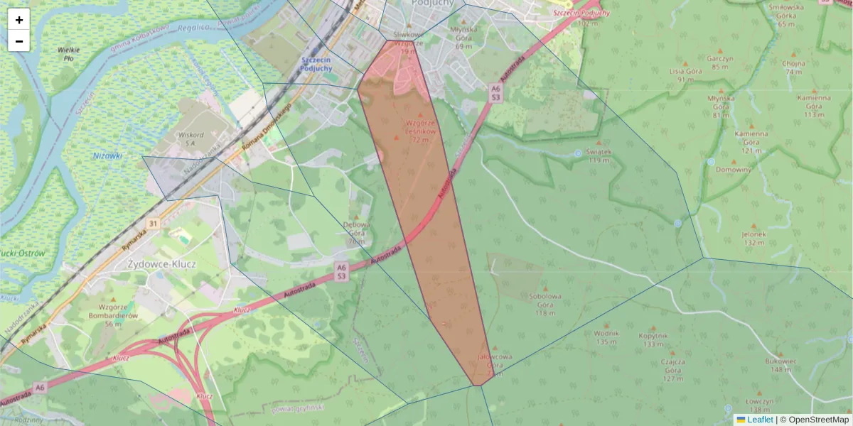 Szczegółowa mapa kodu pocztowego 70-731 z granicami, sąsiednimi kodami pocztowymi i urzędami pocztowymi