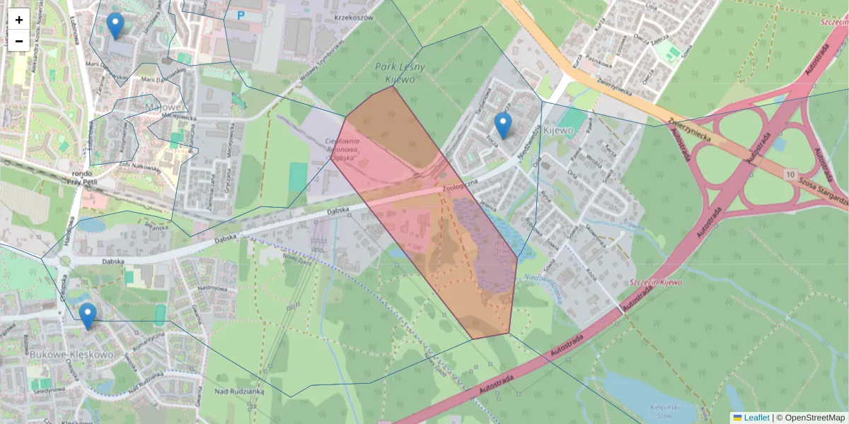 Szczegółowa mapa kodu pocztowego 70-790 z granicami, sąsiednimi kodami pocztowymi i urzędami pocztowymi
