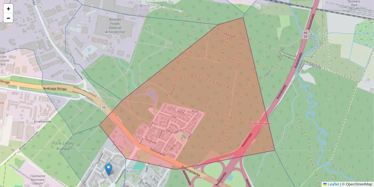 Szczegółowa mapa kodu pocztowego 70-794 z granicami, sąsiednimi kodami pocztowymi i urzędami pocztowymi