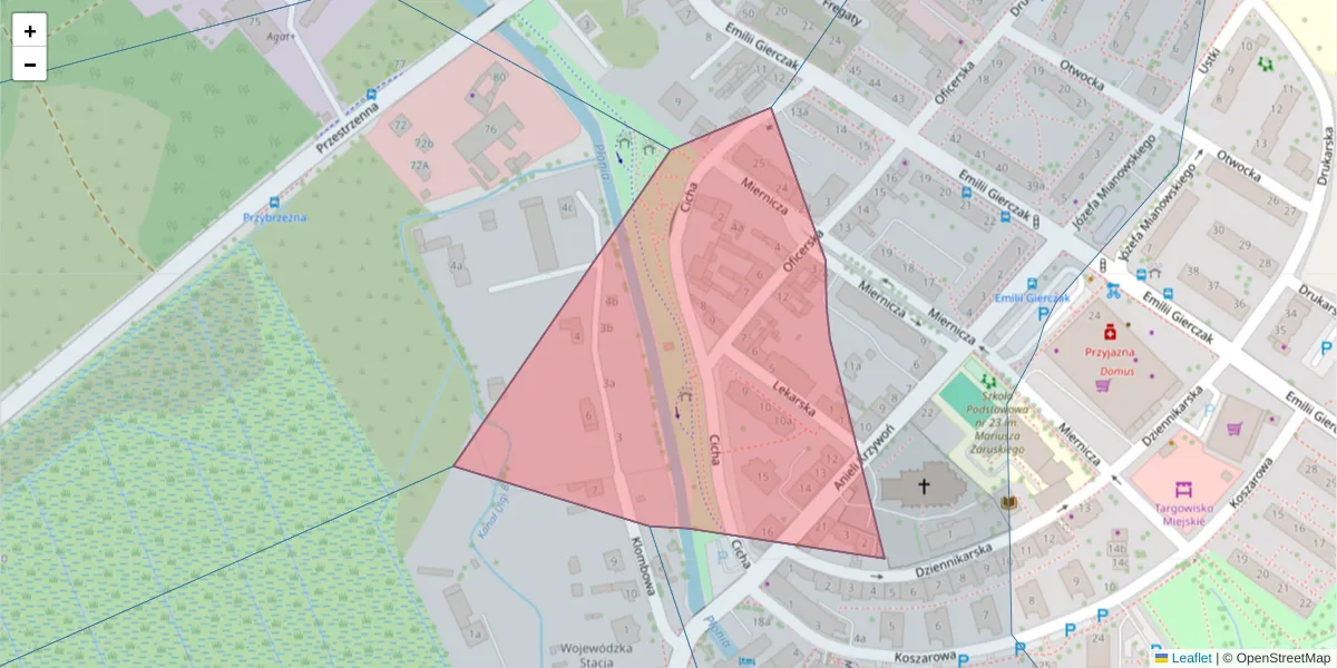 Szczegółowa mapa kodu pocztowego 70-804 z granicami, sąsiednimi kodami pocztowymi i urzędami pocztowymi