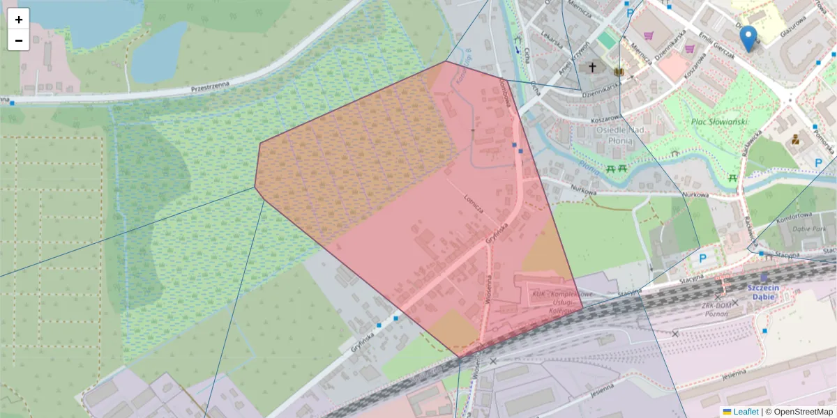 Szczegółowa mapa kodu pocztowego 70-806 z granicami, sąsiednimi kodami pocztowymi i urzędami pocztowymi