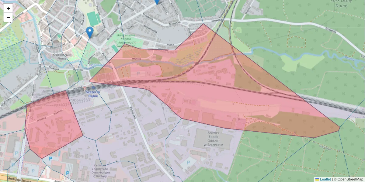 Szczegółowa mapa kodu pocztowego 70-807 z granicami, sąsiednimi kodami pocztowymi i urzędami pocztowymi