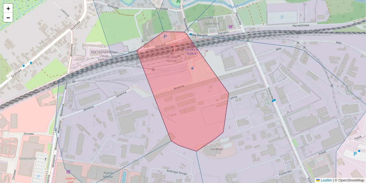 Szczegółowa mapa kodu pocztowego 70-813 z granicami, sąsiednimi kodami pocztowymi i urzędami pocztowymi