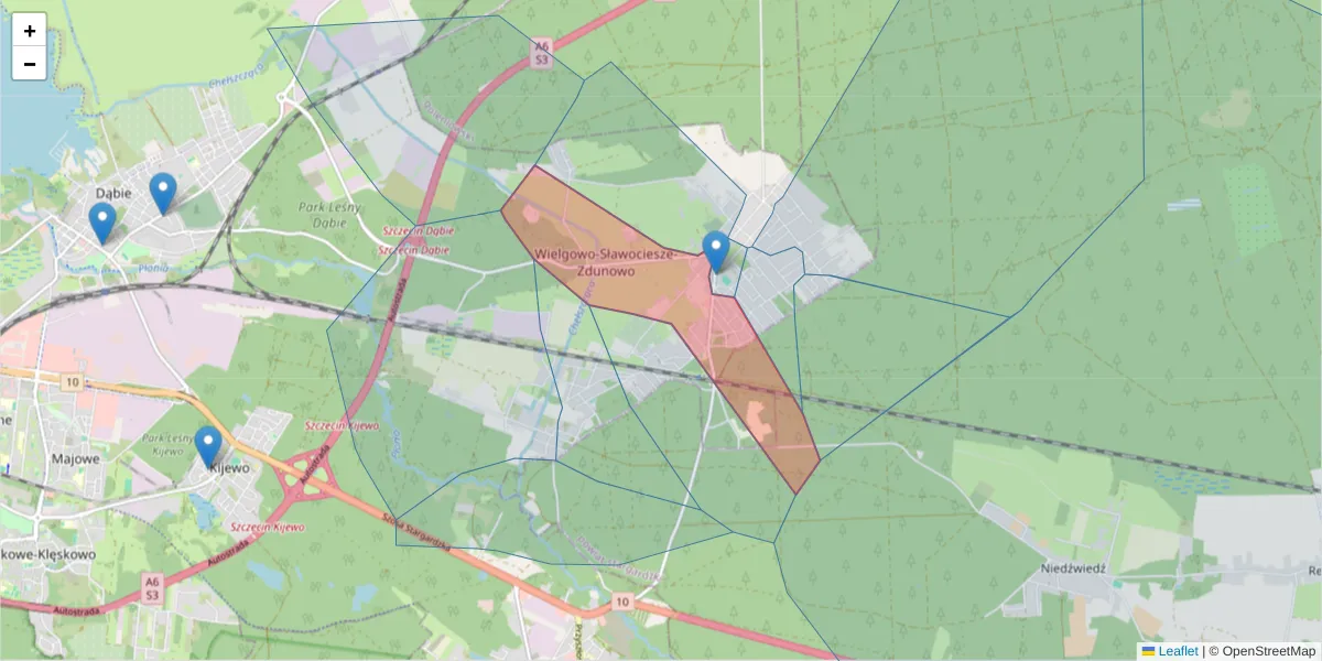 Szczegółowa mapa kodu pocztowego 70-880 z granicami, sąsiednimi kodami pocztowymi i urzędami pocztowymi