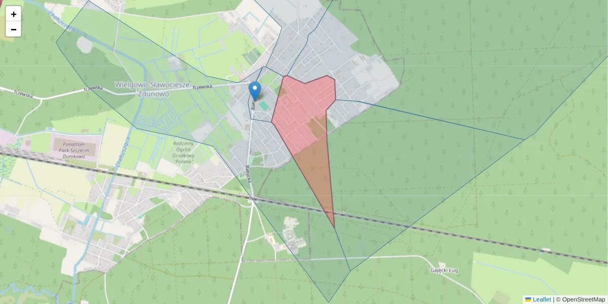 Szczegółowa mapa kodu pocztowego 70-886 z granicami, sąsiednimi kodami pocztowymi i urzędami pocztowymi