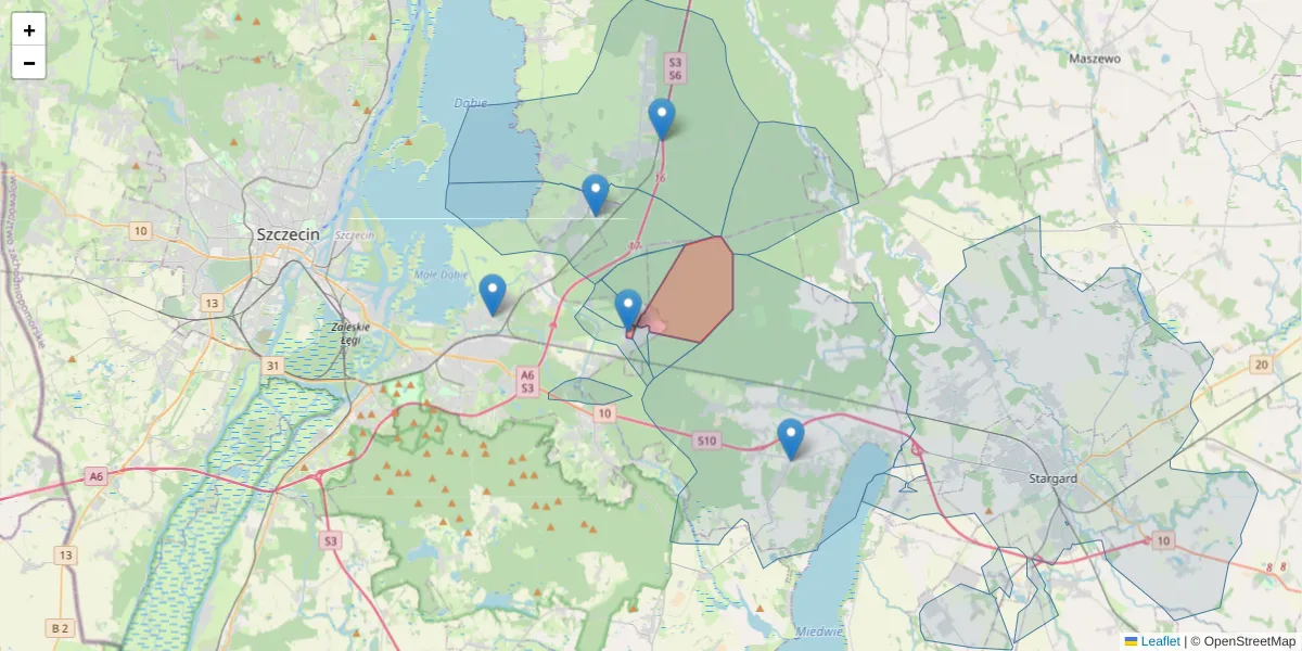 Szczegółowa mapa kodu pocztowego 70-887 z granicami, sąsiednimi kodami pocztowymi i urzędami pocztowymi