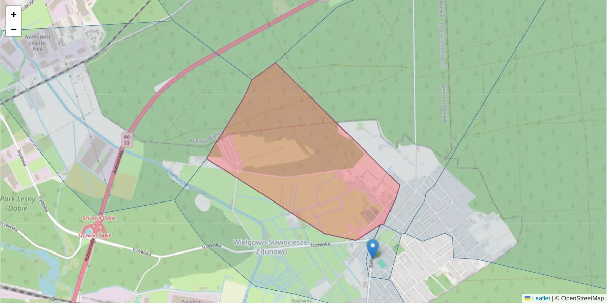 Szczegółowa mapa kodu pocztowego 70-889 z granicami, sąsiednimi kodami pocztowymi i urzędami pocztowymi