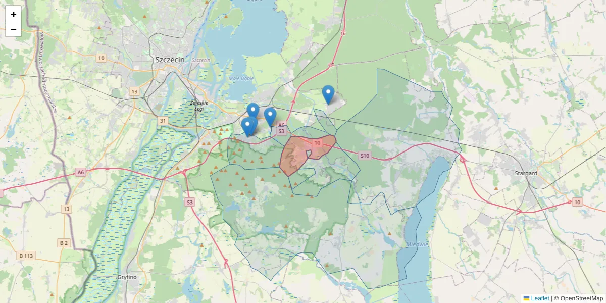 Szczegółowa mapa kodu pocztowego 70-893 z granicami, sąsiednimi kodami pocztowymi i urzędami pocztowymi