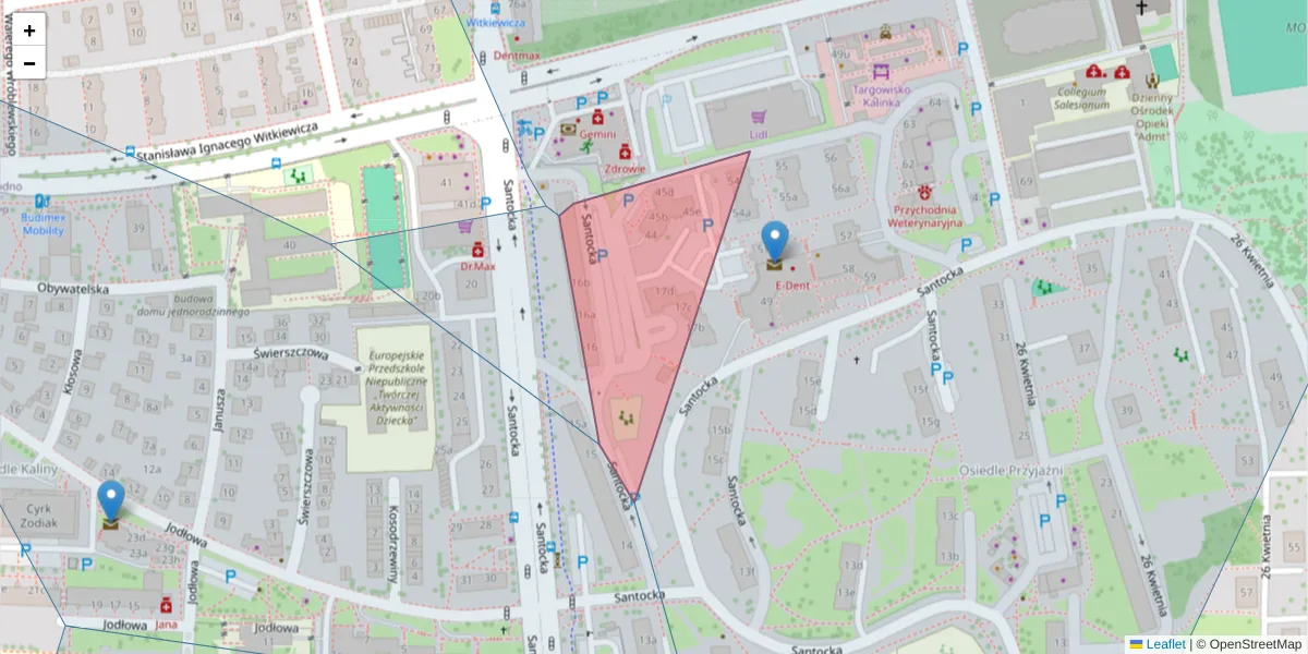 Szczegółowa mapa kodu pocztowego 70-953 z granicami, sąsiednimi kodami pocztowymi i urzędami pocztowymi