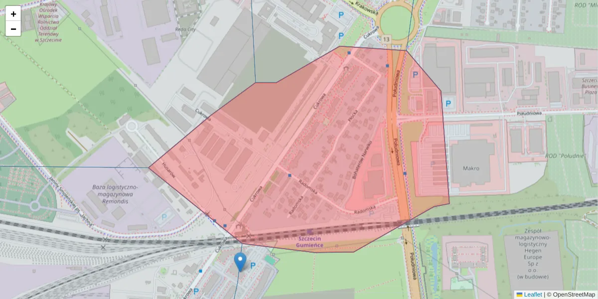 Szczegółowa mapa kodu pocztowego 71-003 z granicami, sąsiednimi kodami pocztowymi i urzędami pocztowymi