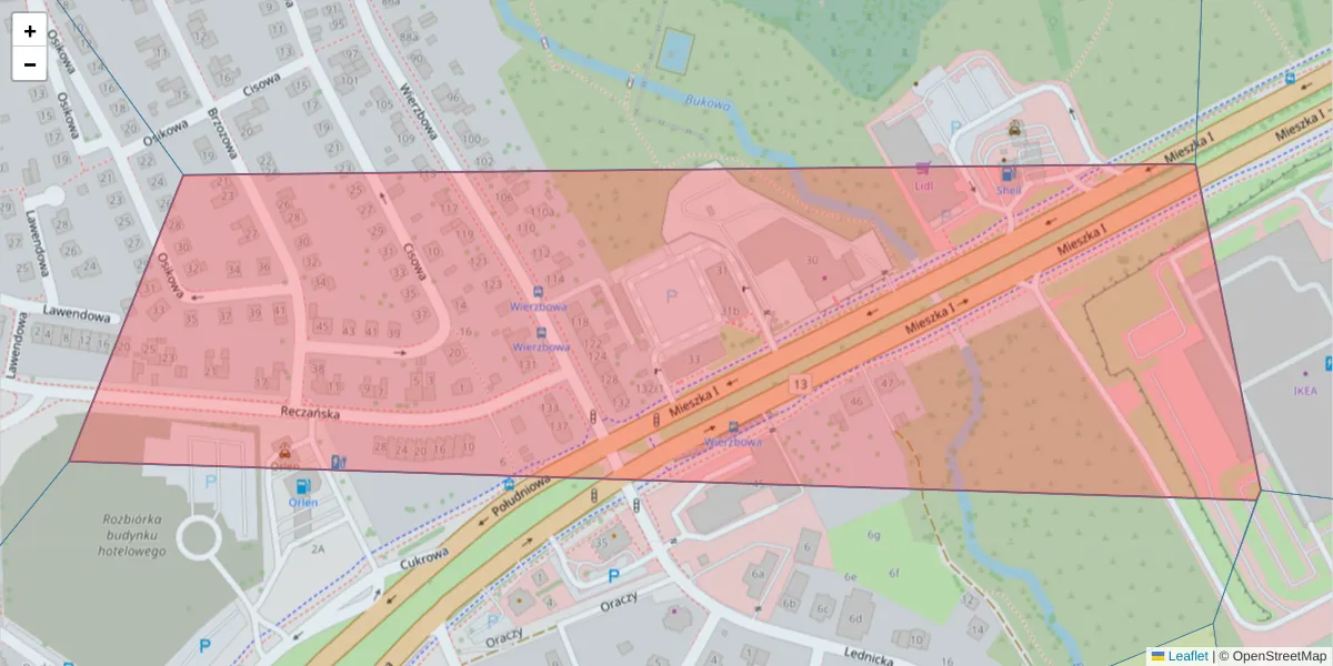 Szczegółowa mapa kodu pocztowego 71-015 z granicami, sąsiednimi kodami pocztowymi i urzędami pocztowymi