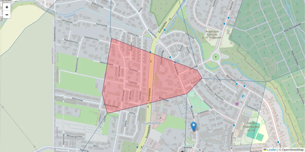 Szczegółowa mapa kodu pocztowego 71-019 z granicami, sąsiednimi kodami pocztowymi i urzędami pocztowymi