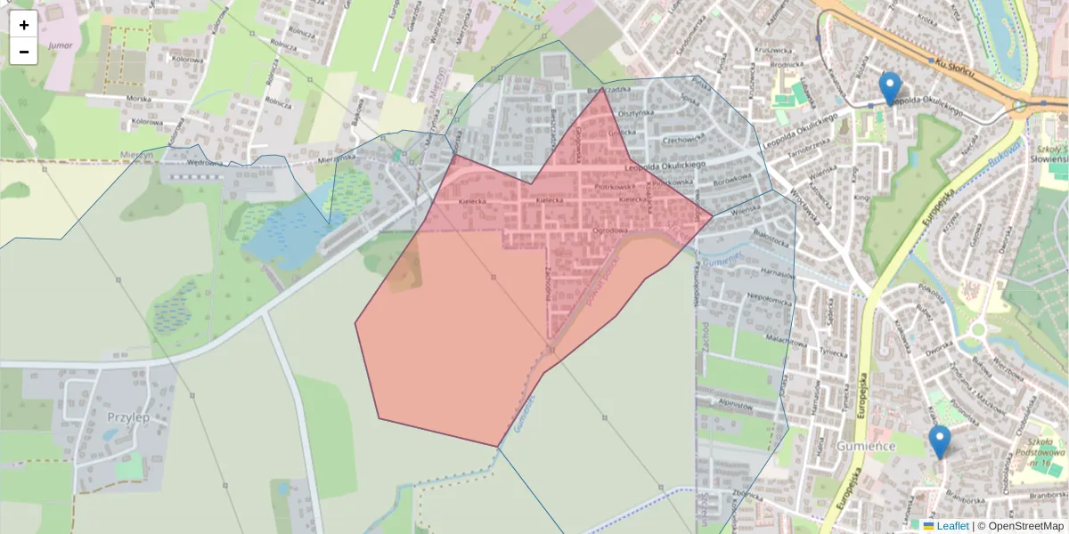 Szczegółowa mapa kodu pocztowego 71-037 z granicami, sąsiednimi kodami pocztowymi i urzędami pocztowymi