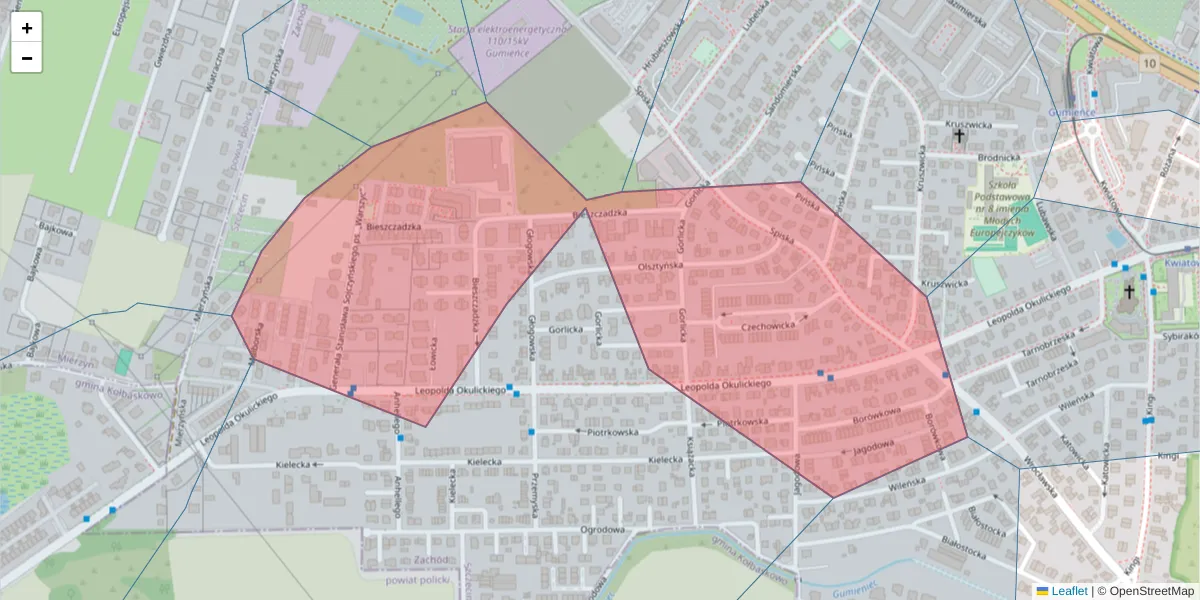 Szczegółowa mapa kodu pocztowego 71-040 z granicami, sąsiednimi kodami pocztowymi i urzędami pocztowymi