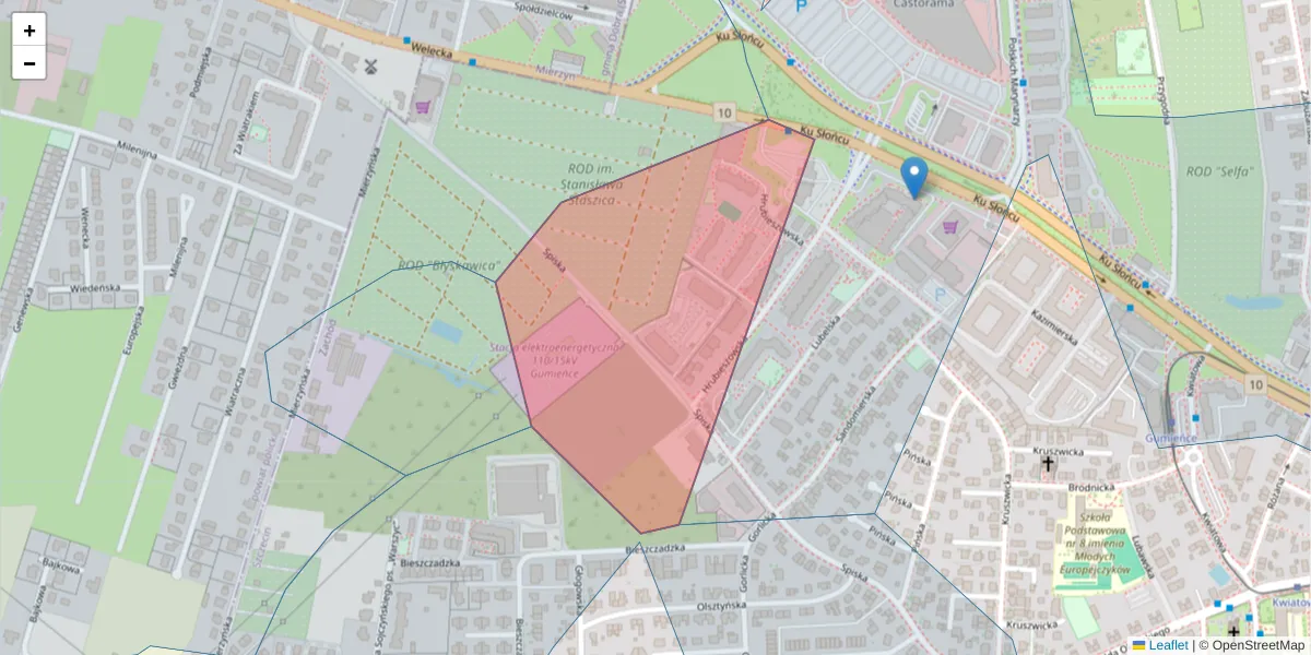 Szczegółowa mapa kodu pocztowego 71-042 z granicami, sąsiednimi kodami pocztowymi i urzędami pocztowymi