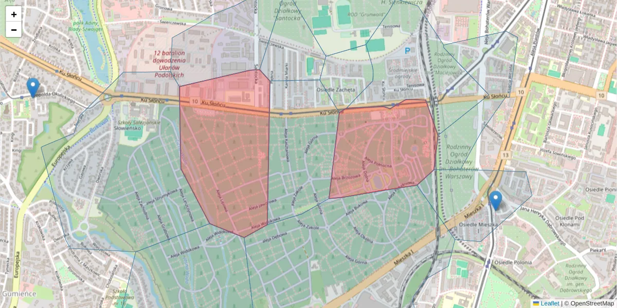 Szczegółowa mapa kodu pocztowego 71-080 z granicami, sąsiednimi kodami pocztowymi i urzędami pocztowymi