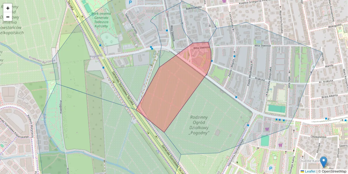 Szczegółowa mapa kodu pocztowego 71-177 z granicami, sąsiednimi kodami pocztowymi i urzędami pocztowymi