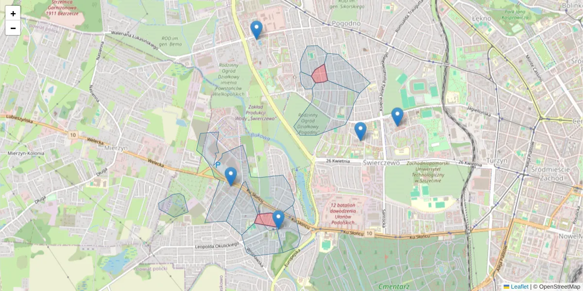 Szczegółowa mapa kodu pocztowego 71-201 z granicami, sąsiednimi kodami pocztowymi i urzędami pocztowymi