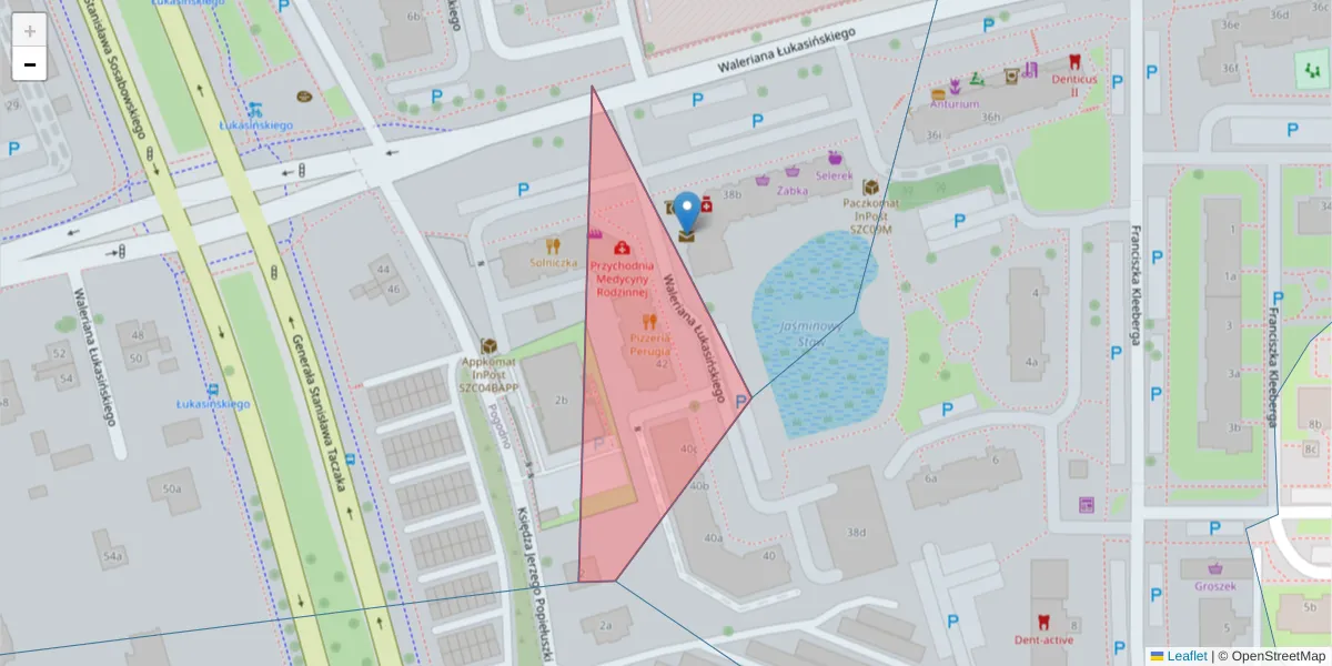 Szczegółowa mapa kodu pocztowego 71-234 z granicami, sąsiednimi kodami pocztowymi i urzędami pocztowymi
