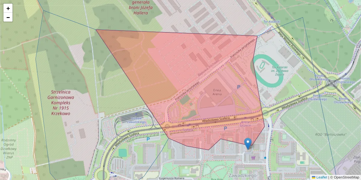 Szczegółowa mapa kodu pocztowego 71-245 z granicami, sąsiednimi kodami pocztowymi i urzędami pocztowymi