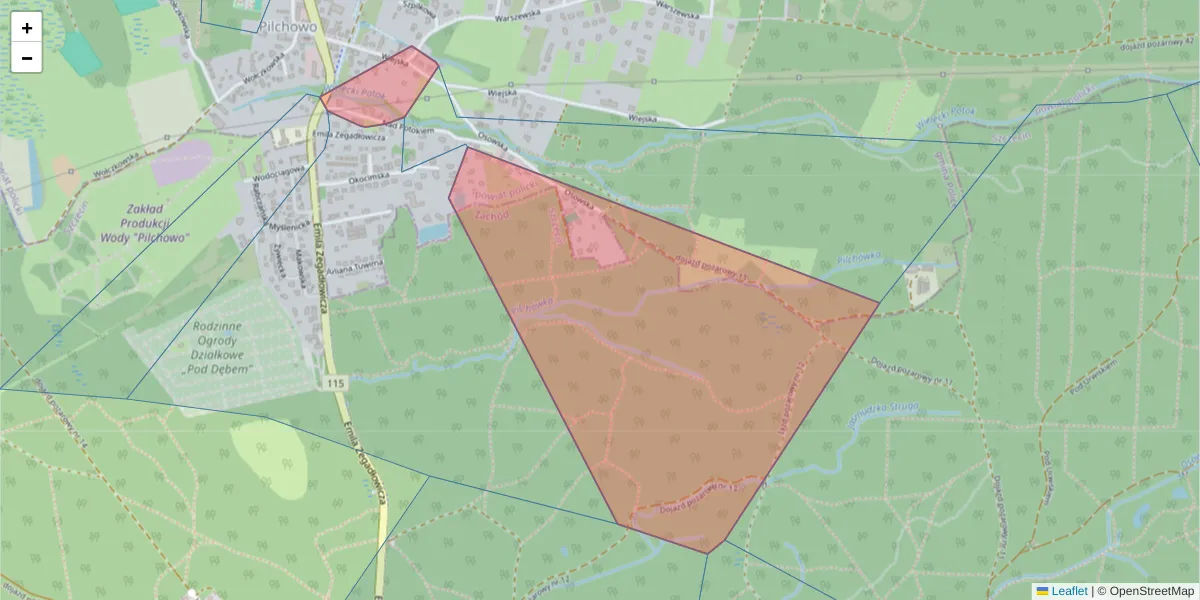 Szczegółowa mapa kodu pocztowego 71-371 z granicami, sąsiednimi kodami pocztowymi i urzędami pocztowymi
