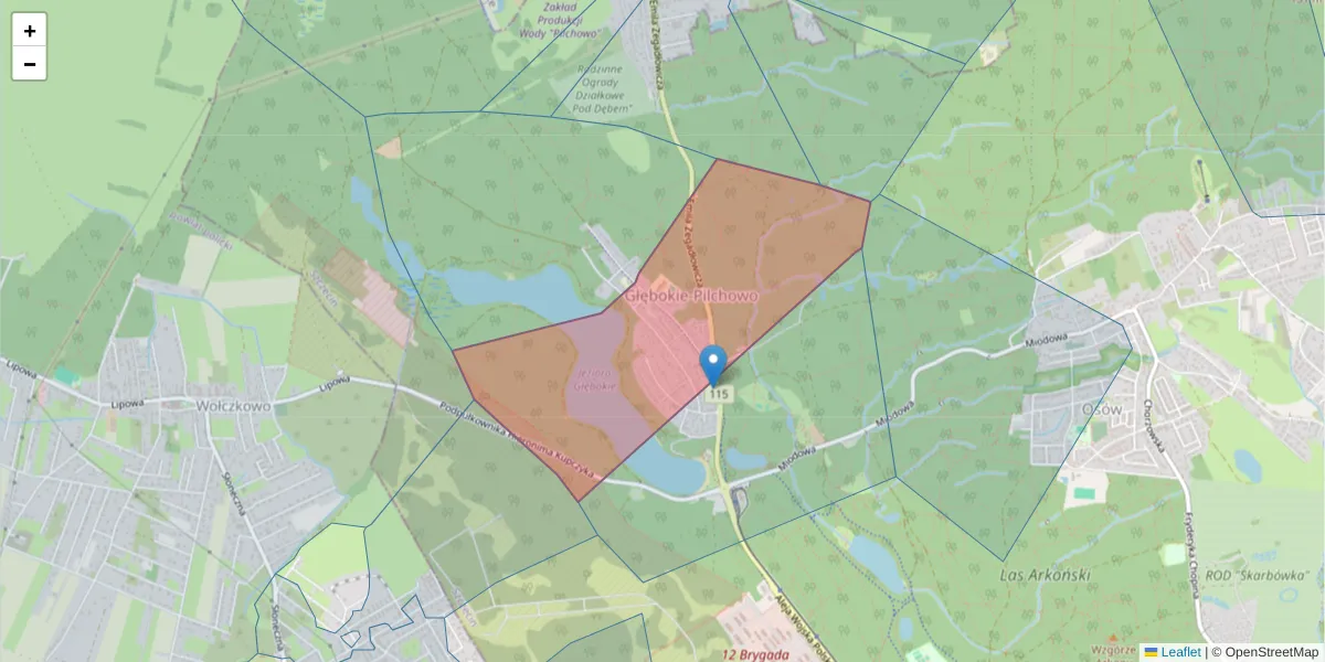 Szczegółowa mapa kodu pocztowego 71-376 z granicami, sąsiednimi kodami pocztowymi i urzędami pocztowymi