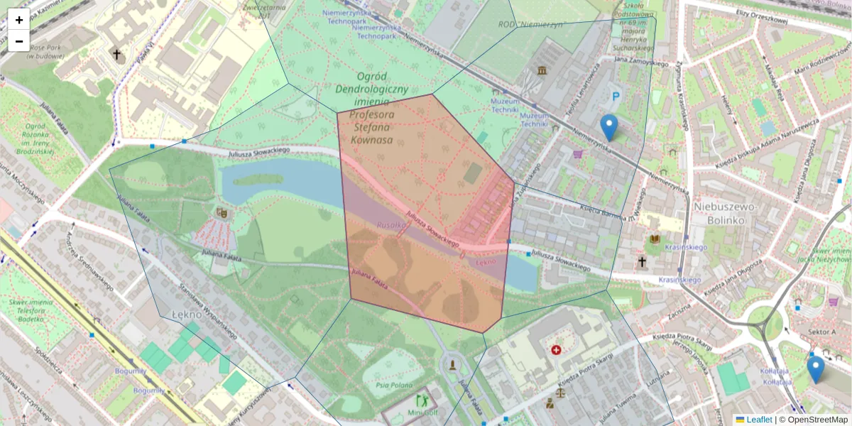 Szczegółowa mapa kodu pocztowego 71-434 z granicami, sąsiednimi kodami pocztowymi i urzędami pocztowymi
