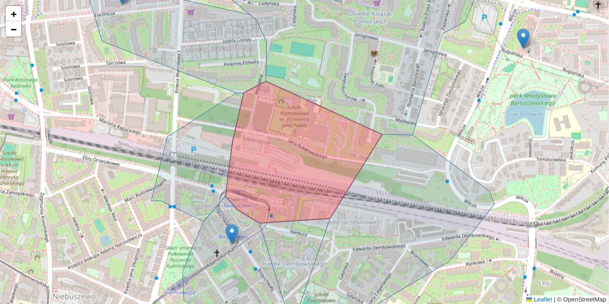 Szczegółowa mapa kodu pocztowego 71-527 z granicami, sąsiednimi kodami pocztowymi i urzędami pocztowymi