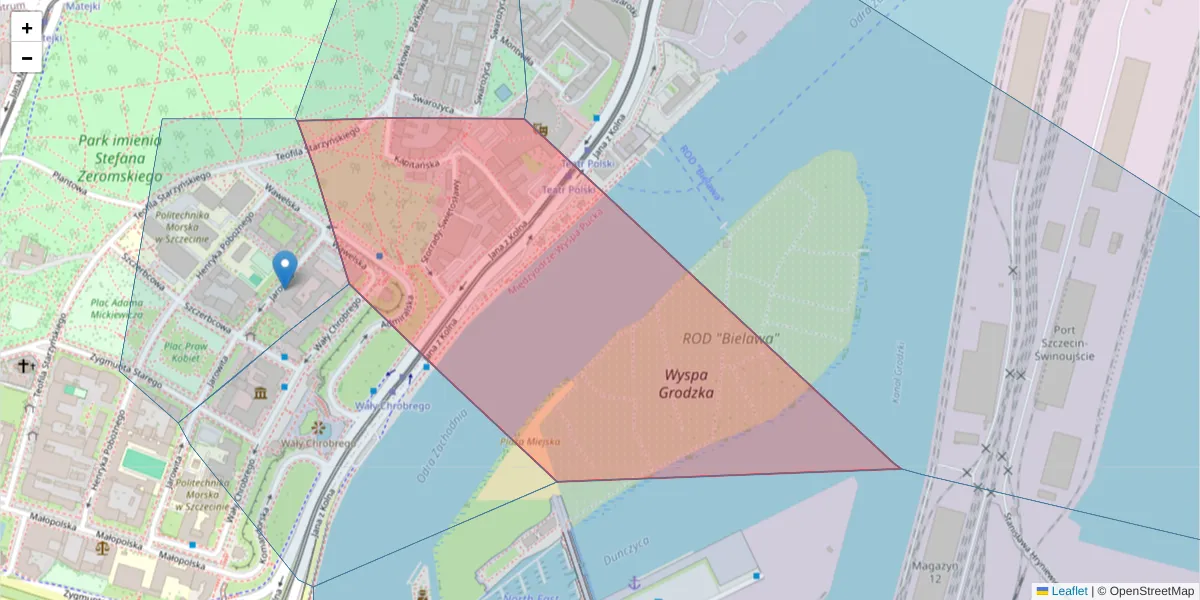 Szczegółowa mapa kodu pocztowego 71-602 z granicami, sąsiednimi kodami pocztowymi i urzędami pocztowymi
