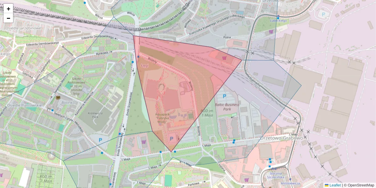 Szczegółowa mapa kodu pocztowego 71-644 z granicami, sąsiednimi kodami pocztowymi i urzędami pocztowymi