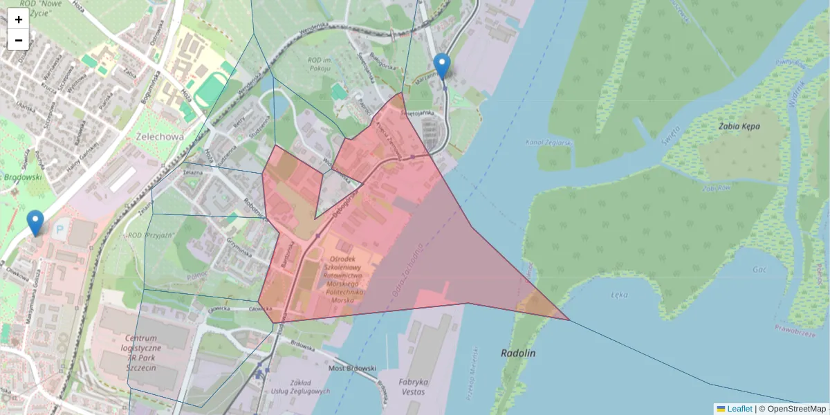 Szczegółowa mapa kodu pocztowego 71-717 z granicami, sąsiednimi kodami pocztowymi i urzędami pocztowymi