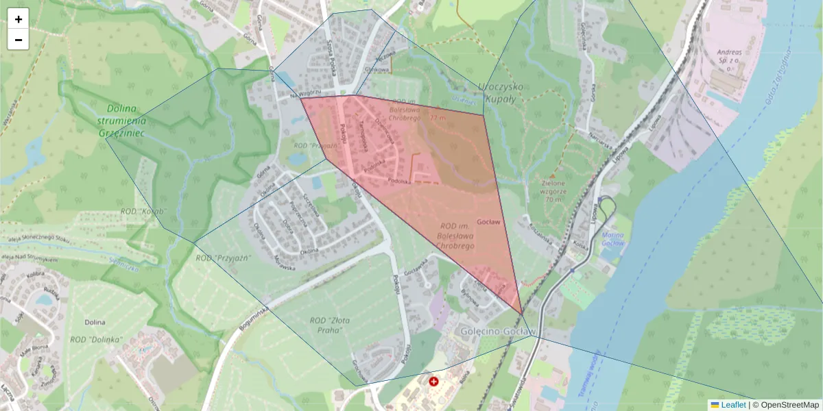 Szczegółowa mapa kodu pocztowego 71-743 z granicami, sąsiednimi kodami pocztowymi i urzędami pocztowymi