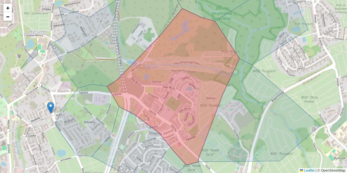 Szczegółowa mapa kodu pocztowego 71-779 z granicami, sąsiednimi kodami pocztowymi i urzędami pocztowymi