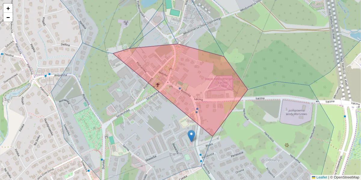 Szczegółowa mapa kodu pocztowego 71-785 z granicami, sąsiednimi kodami pocztowymi i urzędami pocztowymi