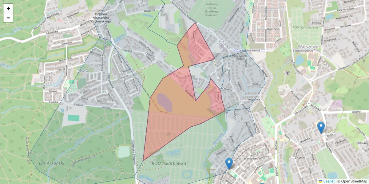 Szczegółowa mapa kodu pocztowego 71-798 z granicami, sąsiednimi kodami pocztowymi i urzędami pocztowymi