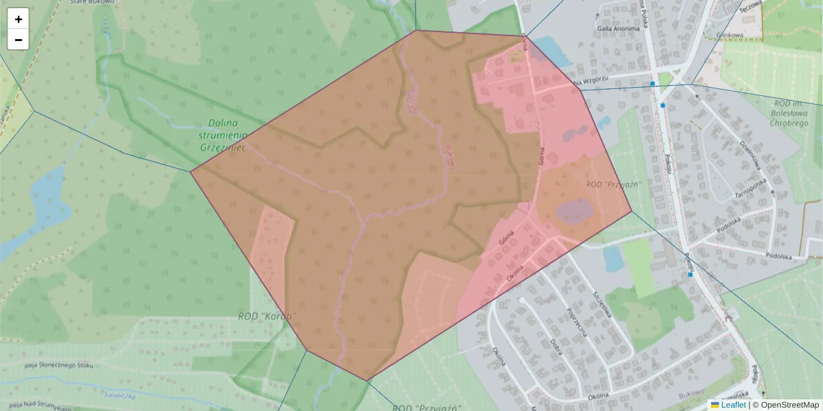 Szczegółowa mapa kodu pocztowego 71-803 z granicami, sąsiednimi kodami pocztowymi i urzędami pocztowymi