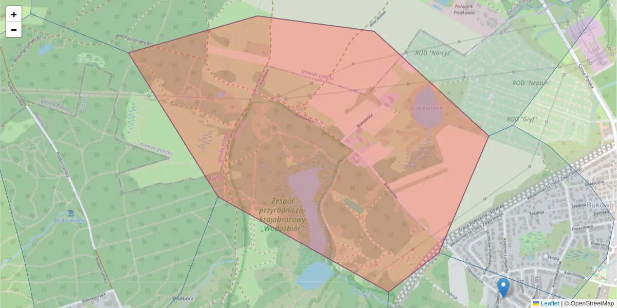 Szczegółowa mapa kodu pocztowego 71-808 z granicami, sąsiednimi kodami pocztowymi i urzędami pocztowymi